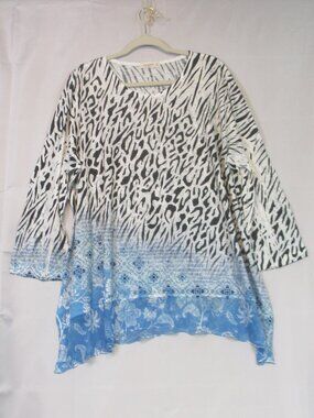 Jess & Jane Top Women Size 2X Colorful Paisley Cottagecore Artsy Blouse